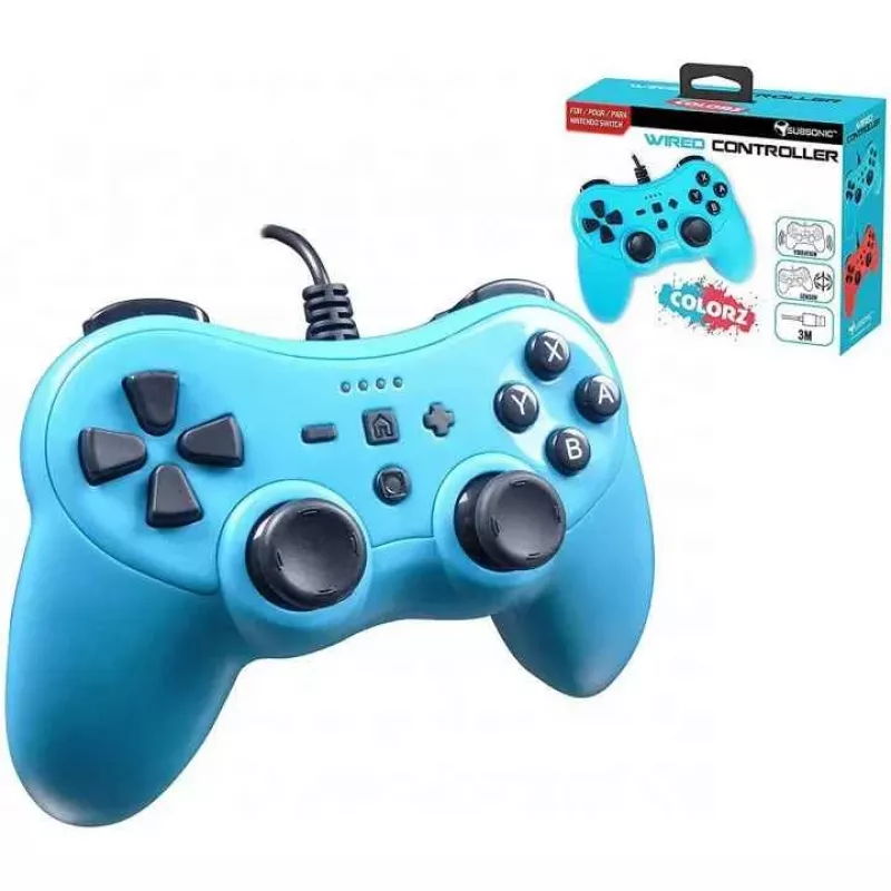 Juhtmega kontroller SUBSONIC SA5488-1 Neoonsinine — Nintendo Switchile, juhtmega ühendus