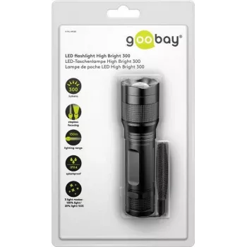Goobay LED-taskulamp High Bright 300, must - ideaalne vaba aja veetmiseks, sportimiseks, telkimiseks, kalastamiseks, jahipidamiseks ja avariilamp (44560)