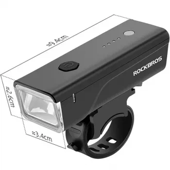 Rockbros jalgrattavalgusti + USB-C - USB-A kaabel 260 lm Must