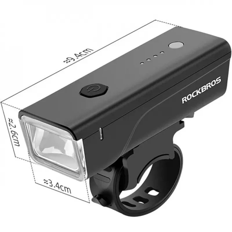 Rockbros jalgrattavalgusti + USB-C - USB-A kaabel 260 lm Must