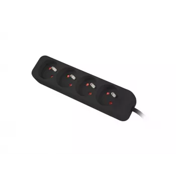 Lanberg, pikendusjuhe, PS0-04E-0150-BK toiteplokk 4 AC-pistikupesaga siseruumidesse, must (4x, CEE 7/5, 1,50 m)