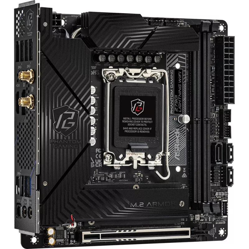 Emaplaat ASRock Z790I LIGHTNING WIFI — Intel Z790, LGA 1700, Mini-ITX, DDR5 kuni 8600 MHz, 2x DIMM, Wi‑Fi 6E, 2.5Gb LAN, 2x M.2