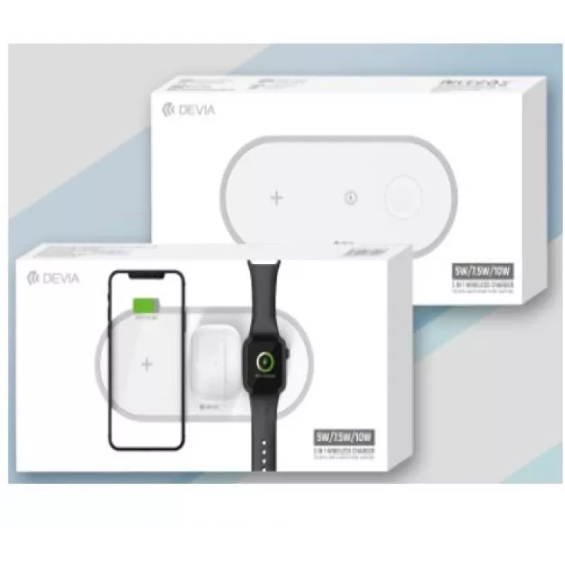 3-in-1 juhtmevaba laadija Devia V4 10W — nutitelefonile, Apple Watchile, kõrvaklappidele