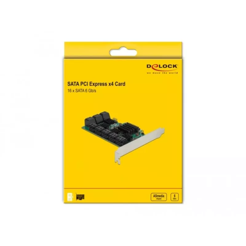 DeLOCK 16 pordiga SATA PCI Express x4 kaart 6 Gbit/s roheline hall