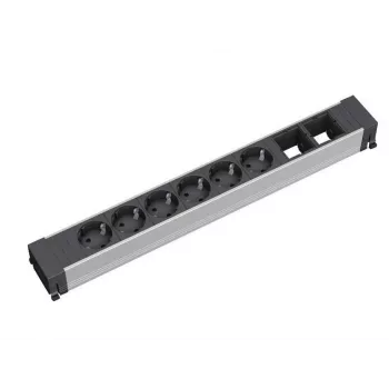 Pikendusjuhe 6 vahelduvvoolu pistikupesa Bachmann 909.009 must hõbedane