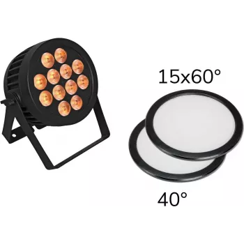LED PAR-valgusti EUROLITE 12x8W QCL 15x60° & 40° koos 2 difusorkettaga