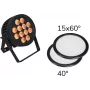 LED PAR-valgusti EUROLITE 12x8W QCL 15x60° & 40° koos 2 difusorkettaga