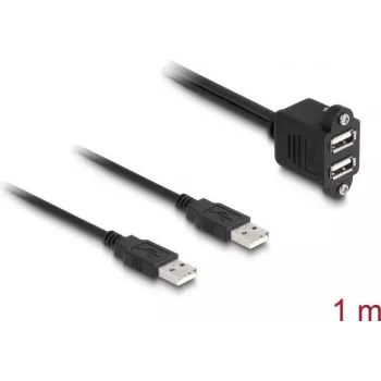 DeLOCK USB 2.0 kaabel 2 x USB Type-A-pistik - 2 x USB Type-A-pesa 1 m must