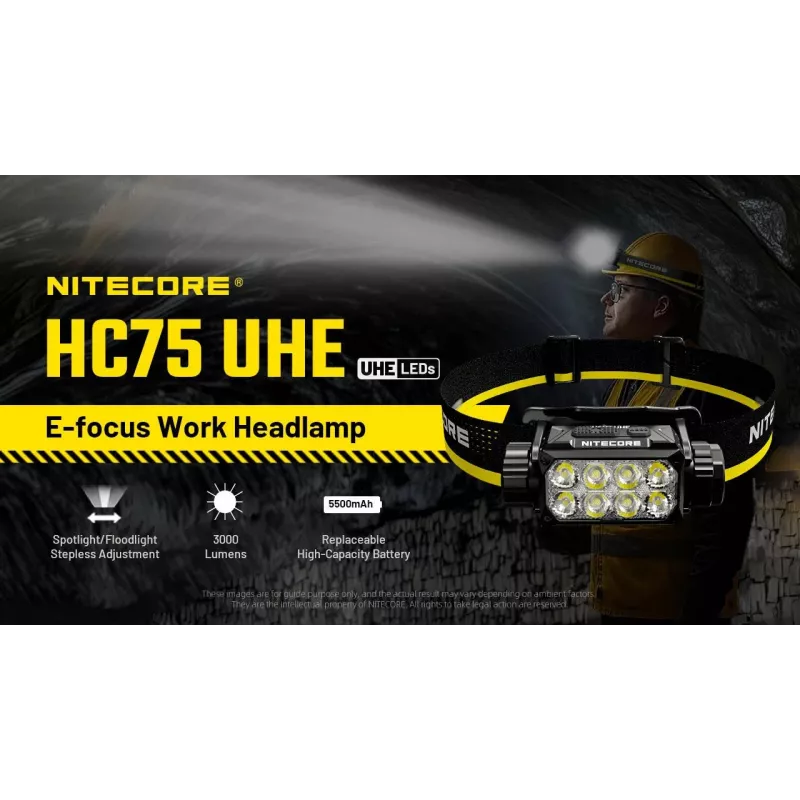 Pealamp H Series 3000 LUMENS/HC75 Uhe Nitecore