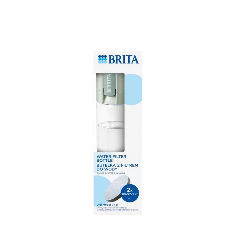 Korduvkasutatav veepudel BRITA Fill&Go Vital 600 ml koos sisseehitatud MicroDisc-filtriga, roheline