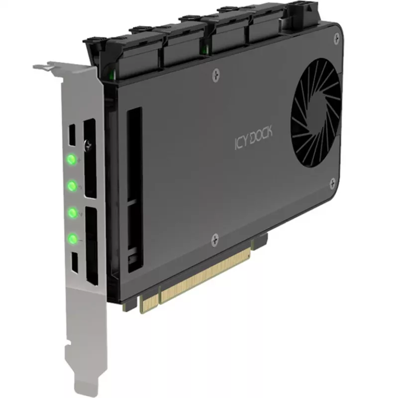 Adapterkaart 4 x M.2 NVMe SSD mobiilne riiul, icy dock MB204MP-B