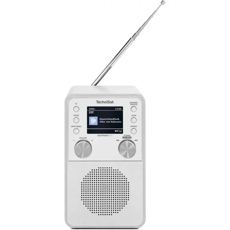 Digiraadio TECHNISAT DigitRadio 317 Valge — FM- ja DAB+-vastuvõtt, kompaktne lauaraadio disain