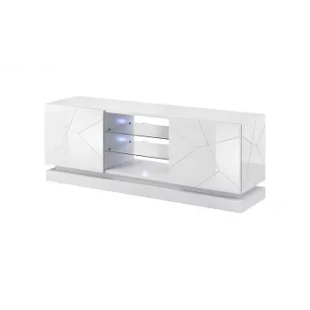 TV cabinet cama meble QIU 160 — MDF Valge gloss, 1600×420×570 mm