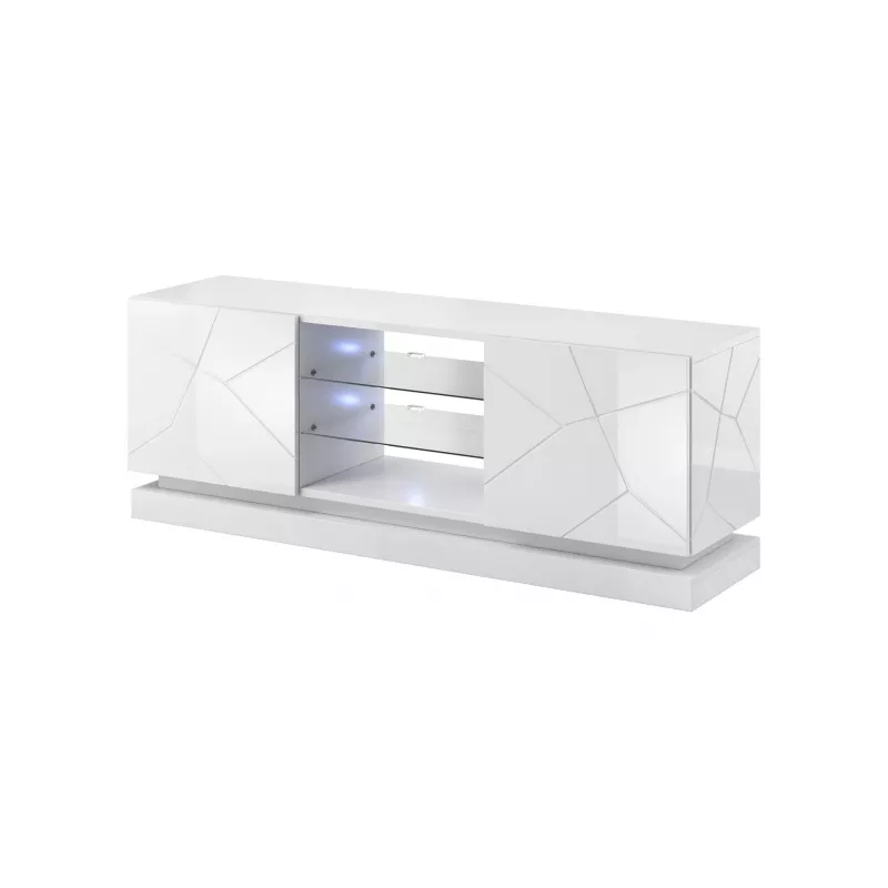 TV cabinet cama meble QIU 160 — MDF Valge gloss, 1600×420×570 mm