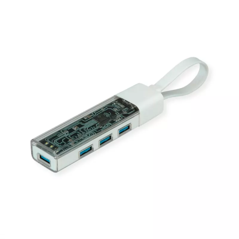 ROLINE mobiilne USB 3.2 Gen 1 jaotur, 4-suunaline, Type A+C ühenduskaabel