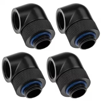 Adapter 90° G1/4 tolli isane G1/4 tolli emane pööratav, XSPC, must, pakis 4 tk