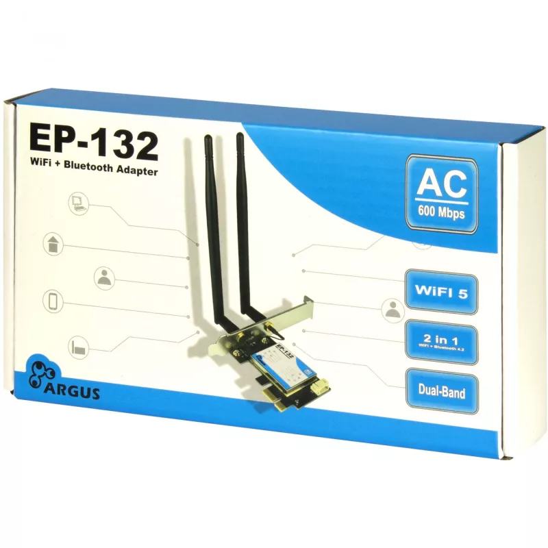 Juhtmevaba USB-võrguadapter INTER-TECH Argus EP-132, USB 2.0, Wi-Fi 5 (kuni 600 Mbit/s)