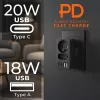 Toitejaotur MACLEAN MCE249 F/B — 2 vahelduvvoolupesa (16A + 6A) koos 2×USB-A ja 2×USB-C PD 20W, EL-pistik, must