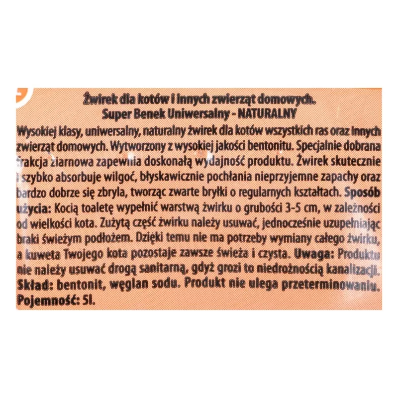 SUPER BENEK UNIVERSAL kassiliiv Bentoniitkruus Naturaalne 5 l