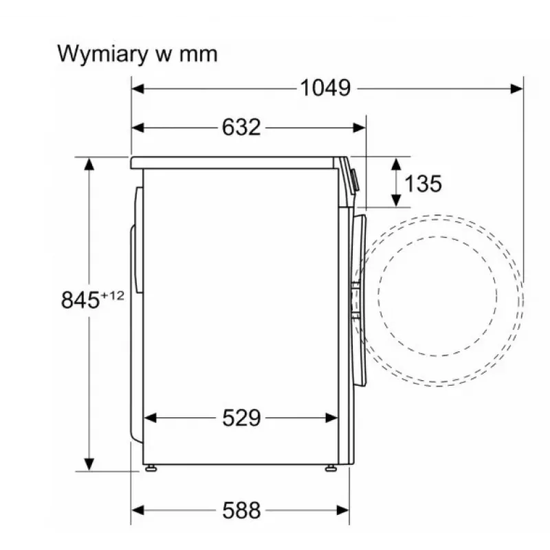 Eestlaetav pesumasin Bosch WGE02201PL — 8 kg, 1200 p/min, 55 L trummel, LED-ekraan, inverter