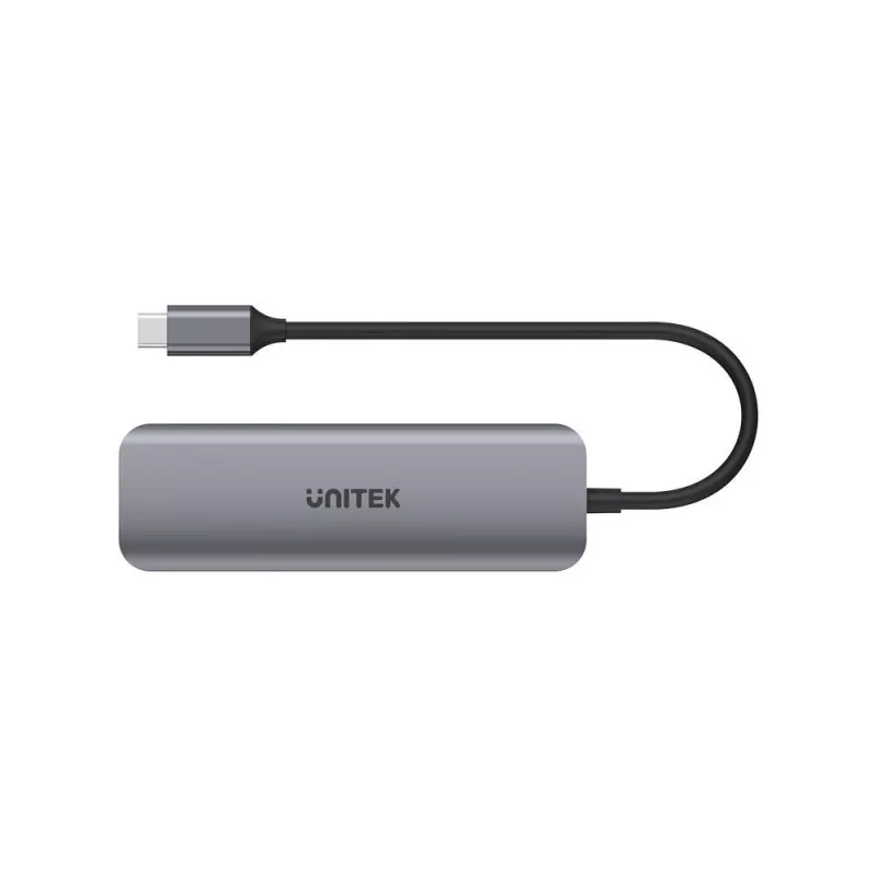 USB-hub Unitek P5+ — 5 porti (4 × USB 3.2 Gen 2 Type-A), USB 3.2 Gen 1 host, 5 Gbit/s, 10 W PD, alumiinium, hall