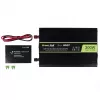 Toiteinverter roheline Cell INV07, alalisvool 12 V vahelduvvoolule 230 V, 300 W, 50 Hz, C-tüüpi pistik, must