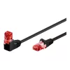 Goobay CAT 6 Patch-kaabel 1x 90° nurga all, U/UTP, must, 1 m - riivistusklapp peal, CCA (51515)