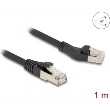 DeLOCK RJ45 võrgukaabel Cat.8.1 45° vasakule nurga all otsele 1 m must