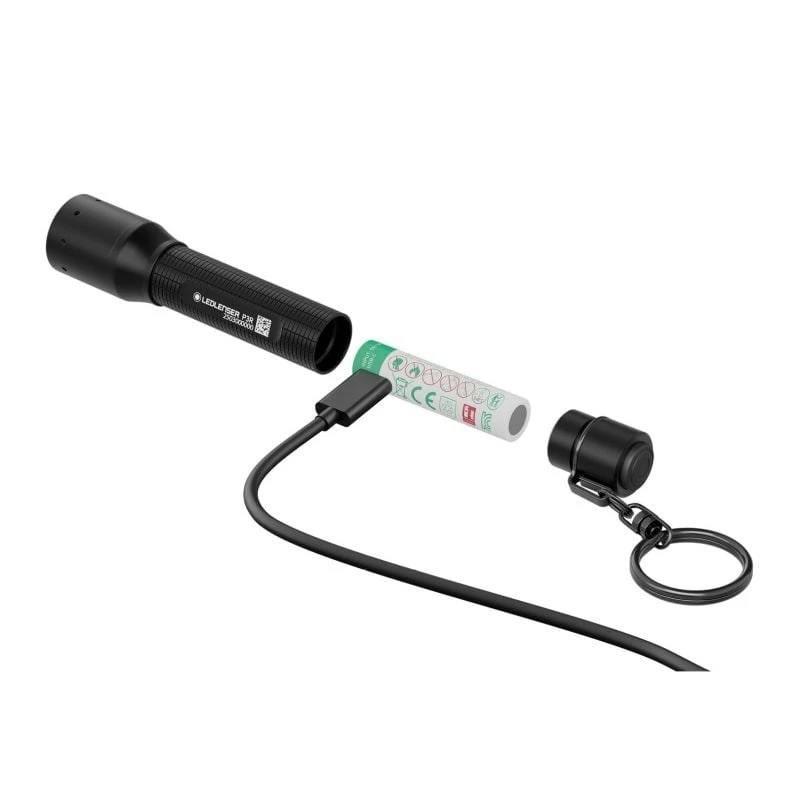 Taskulamp Ledlenser P3R Must — laetav kompaktne LED võtmehoidjatuli