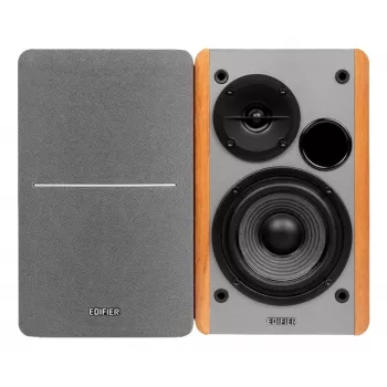 Edifier R1280T Active Bookshelf Speaker System with Remote Control and Dual RCA Inputs - Brown Wood