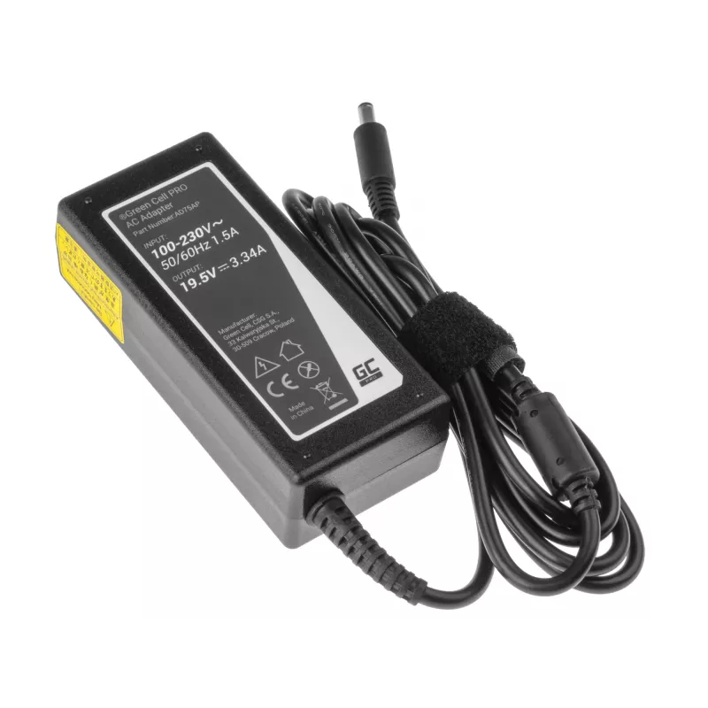 Toiteadapter roheline Cell AD75AP 65W 19.5V 3.34A Dell sülearvutitele, siseruumides, must