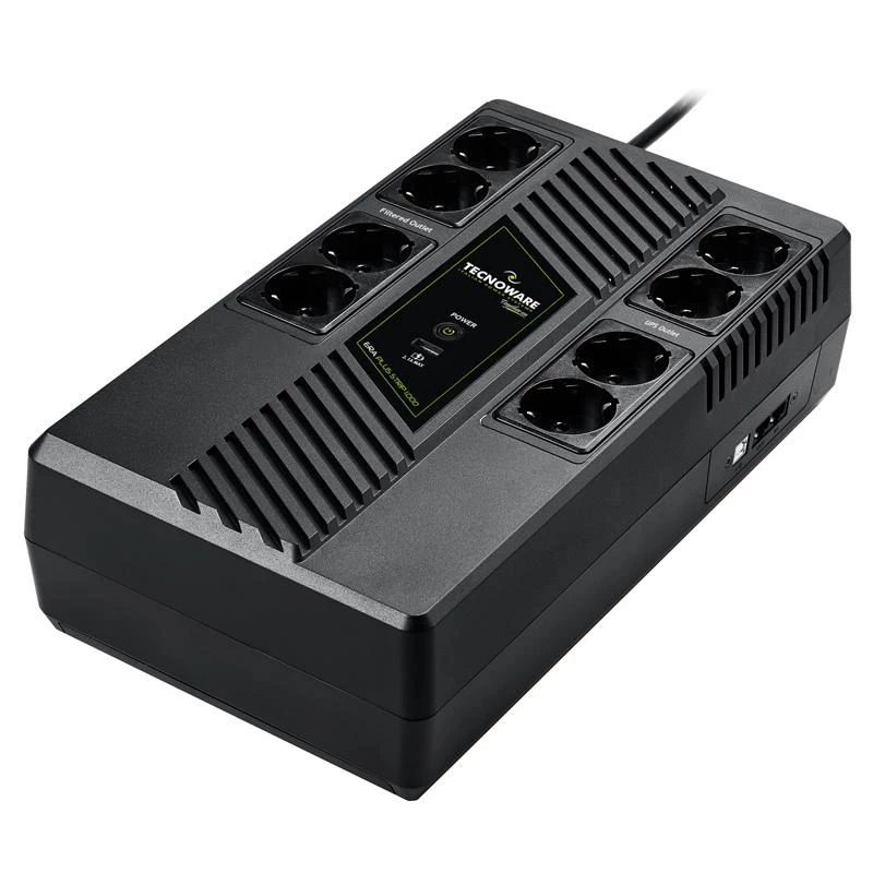 Katkematu toiteallikas TECNOWARE Era Plus Strip 1000, liin-interaktiivne 1 kVA / 700 W, 8 tüüp F pistikupesa, VRLA aku, 4,4 kg