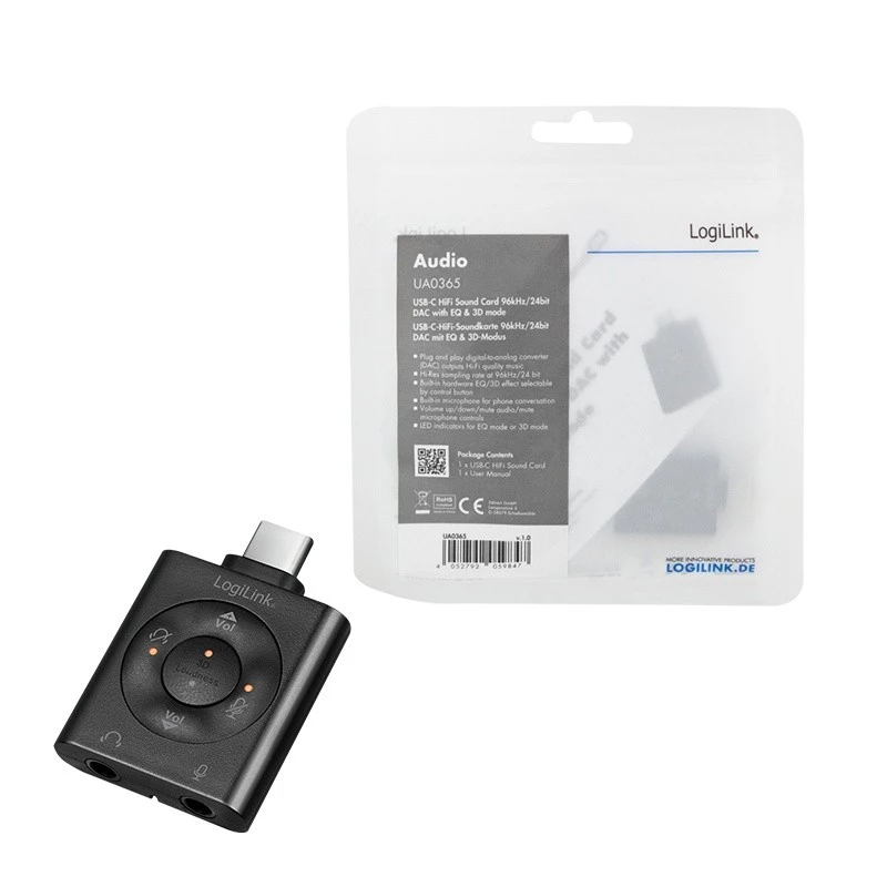 USB3.2 heliadapter USB-C/isas kuni 2x3,5mm/emas 7.1