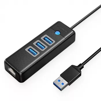 USB-jaotur ORICO PW3UR-U3 3 pordiga koos RJ45 Etherneti pordiga