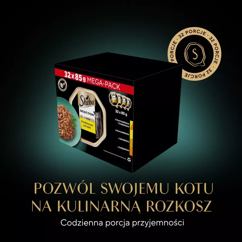Märg kassitoit Sheba kandik Kaste Linnuliha (kana, kalkun) 32 x 85 g kandik