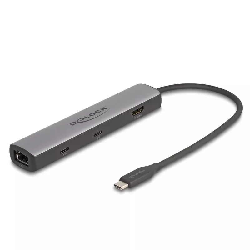 DeLOCK USB USB-C dokkimisjaam 8K HDMI USB 10 Gbps 2.5 Gigabit LAN PD 100W