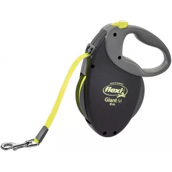 Sissetõmmatav lõast Flexi NEON GIANT M — 8 m lindilõast, max koormus 25 kg, ergonoomiline käepide, must/kollane