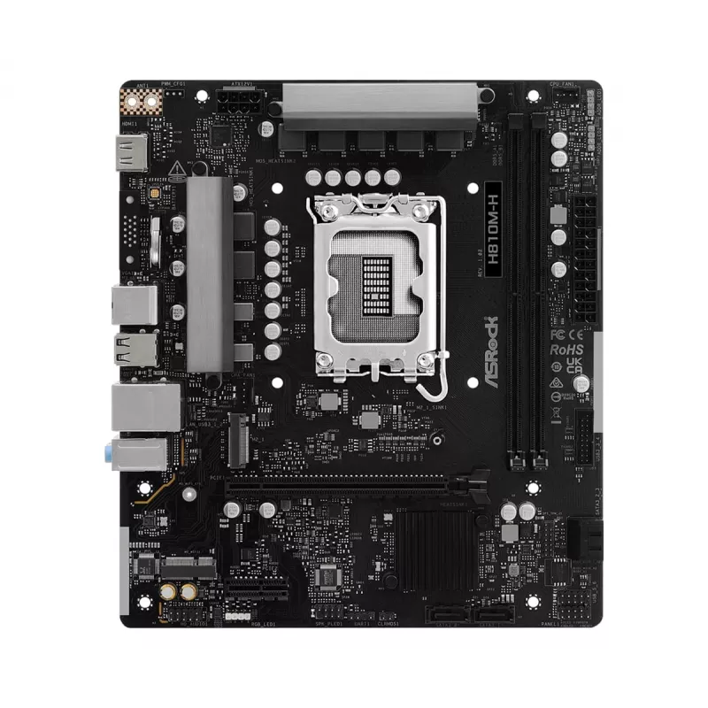 Micro ATX emaplaat ASRock H810M-H — Intel H810, LGA 1851 (Socket V1), 2x DIMM DDR5, kuni 128 GB, M.2 ja SATA III