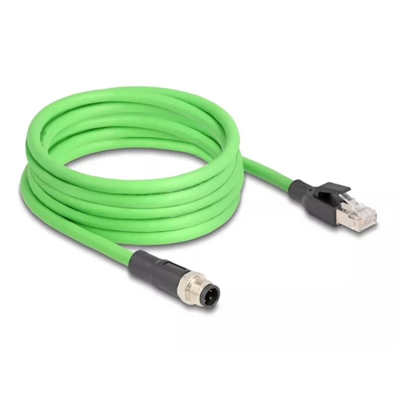 Võrgukaabel DeLOCK M12 kaabel D-kodeeritud 4 kontaktiga isane RJ45 isasele PUR (TPU) 5m