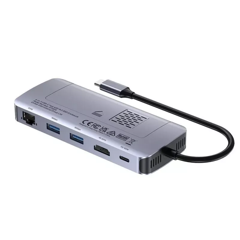 UNITEK AKTIIVNE JAOTUR USB-C 10GBPS,M.2,HDMI, PD 100W