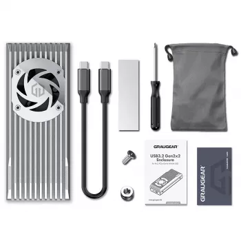 GrauGear externes Gehäuse M.2 NVMe mit Lüfter 20Gbit - Laufwerks-Gehäuse - Gehäuse (G-M206-20G-F)