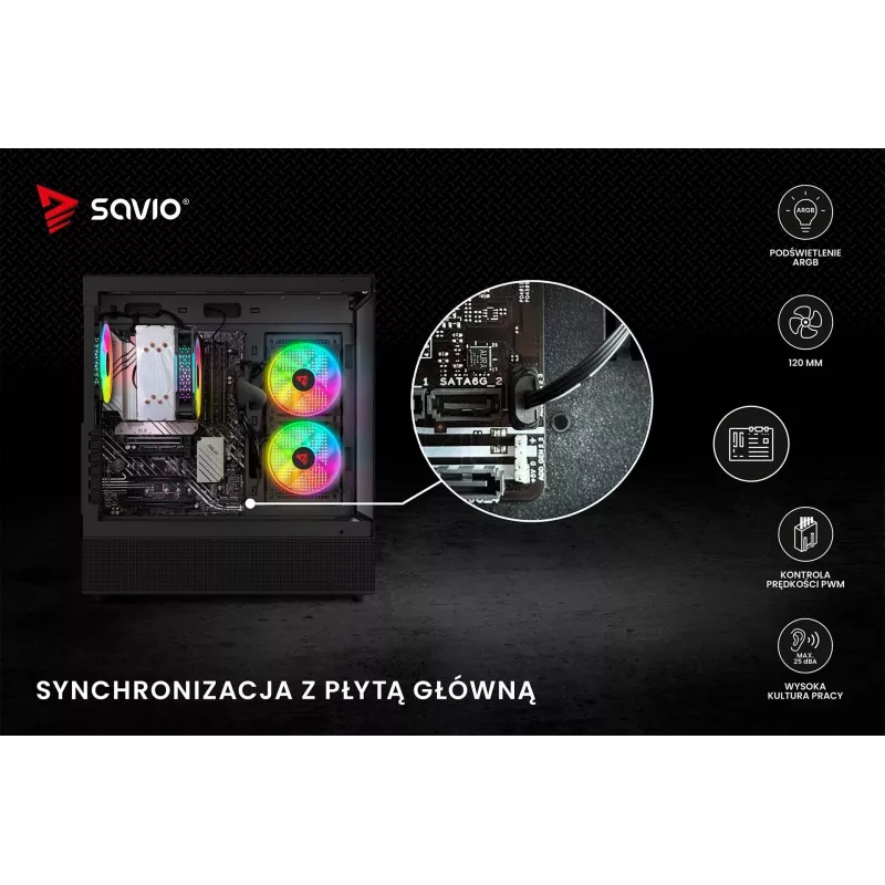 SAVIO Blast 120mm ARGB PWM korpusetuuleti - must