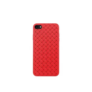 Devia pehme ümbris iPhone SE2-le punases toonis põimitud mustriga