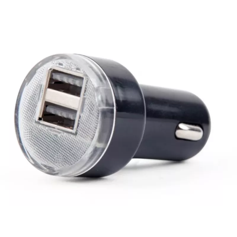 Autolaadija Gembird EG-U2C2A-CAR-02, 12–24 V sisend, 5 V/2,1 A väljund, 2× USB 2.0, must