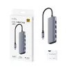 USB-C jaotur Cudy UH500 — USB 3.2 Gen 1 USB-C host, 6 porti, sh USB 3.2 Gen 1 Type-A ja HDMI, 5000 Mbit/s, hall/hõbedane