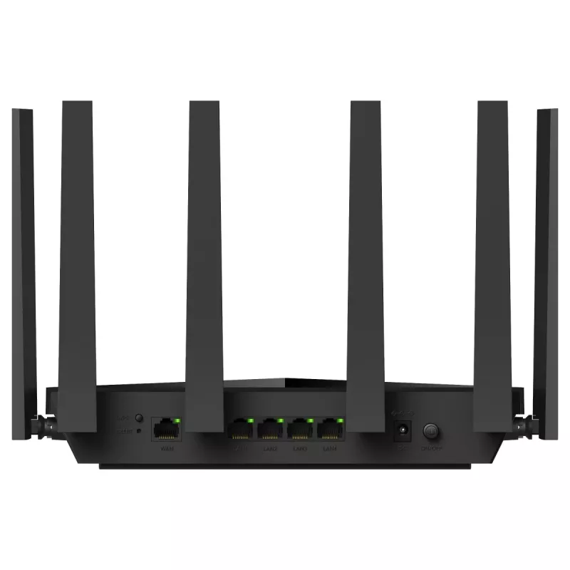 Cudy WR6500H lauamarsruuter — Kahesagedus 2,4/5 GHz, Wi‑Fi 7 (802.11be), 5765 Mbps, 2,5GbE LAN, 5x RJ-45, 3x3 antenni, must
