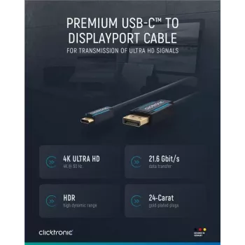 USB-C to DP Cable. M/M. Sinine. 1.0m - Kaabel - Digitaalne/Andmeside (44931)