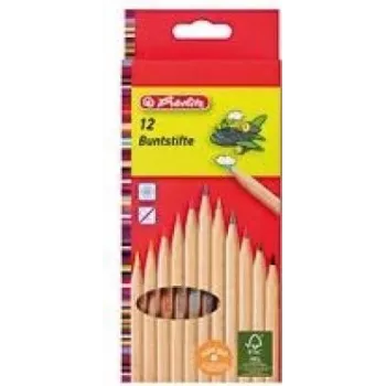 Pliiatsi- ja pastapliiatsikomplekt HERLITZ 8660086 — puidust korpus, mitmevärviline kirjutus, 12 tk
