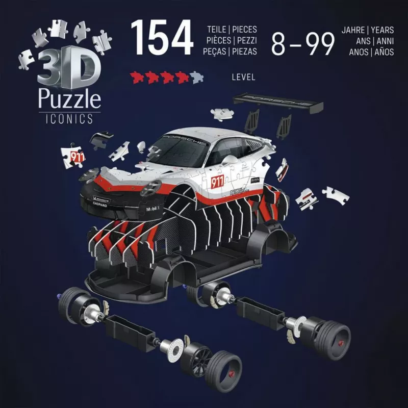3D puzzle Ravensburger Iconics Porsche 911 GT3 Cup – mudelikoopia komplekt