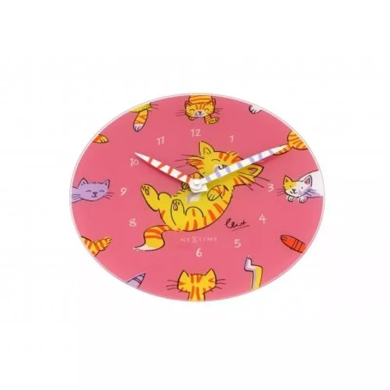 NeXtime klok 8810 Tickle My Tummy, Ø30 cm, Seinale, Roosa/ Mitmevärviline